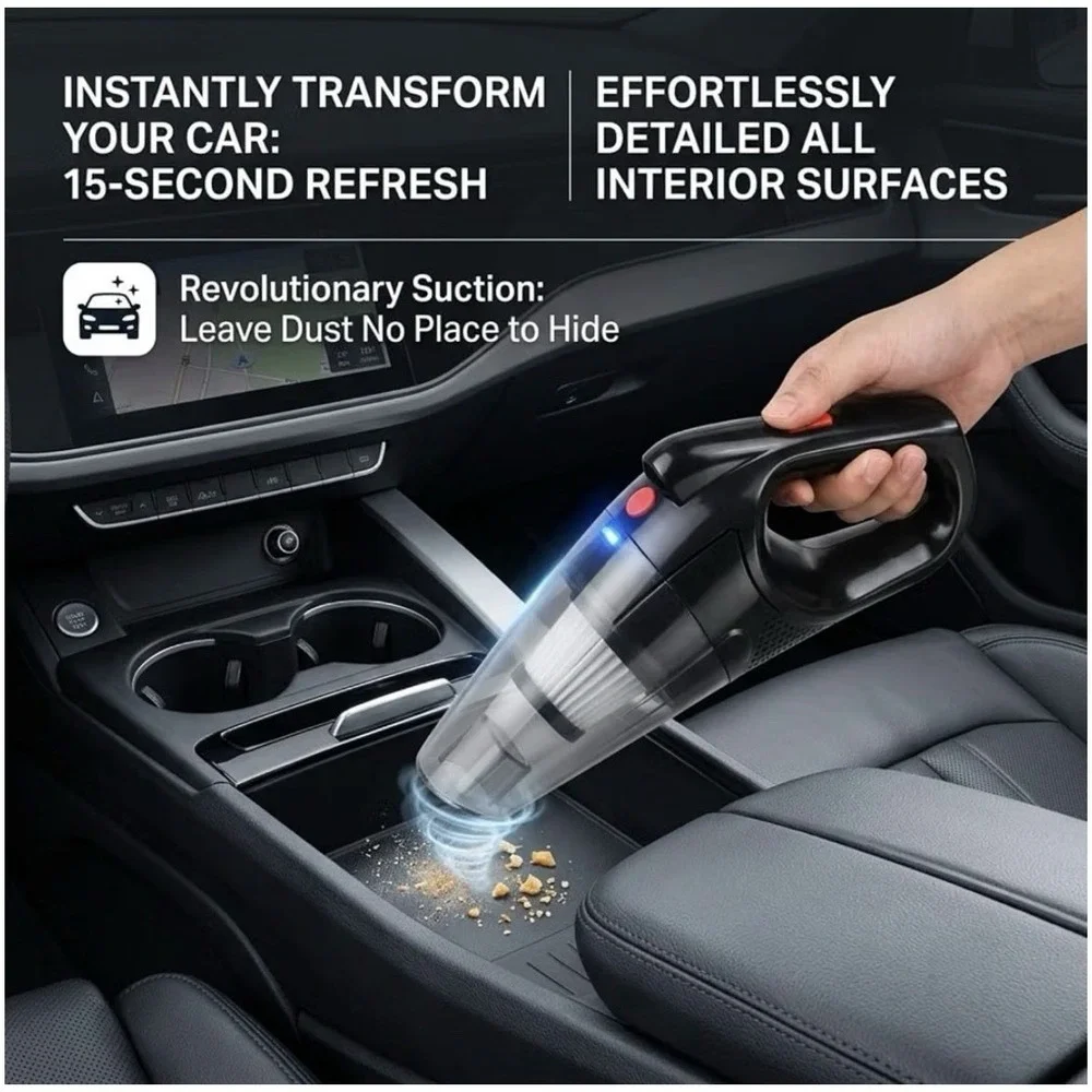 Handheld Cordless Wet Dry Vacuum Portable High Suction Home Car 3 Extra Filters